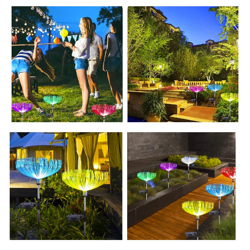 Set 2 x Lampa solara 7 LED RGB, model floare