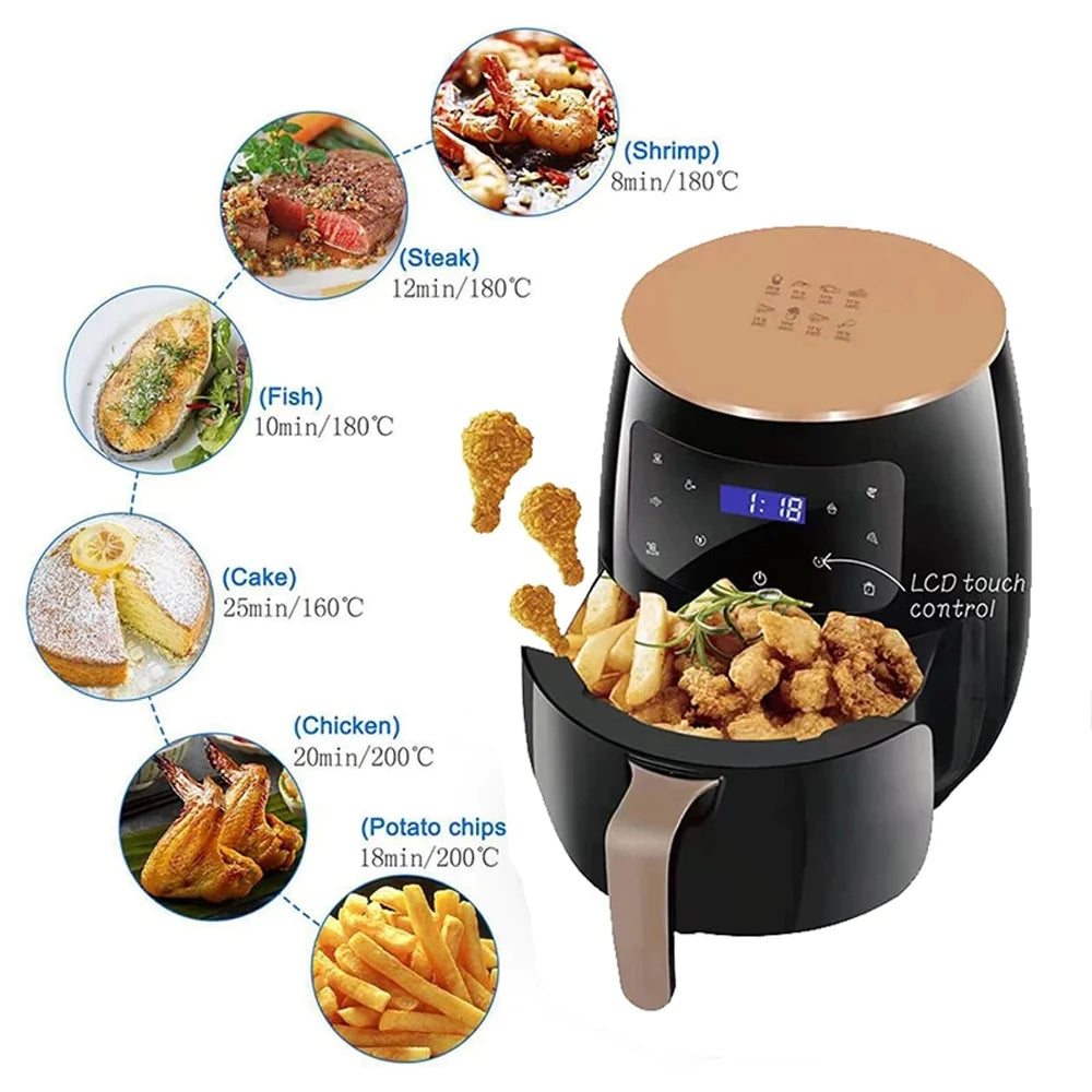 Friteuza AirFryer 2400 W, 6L + Set 200 hartii copt