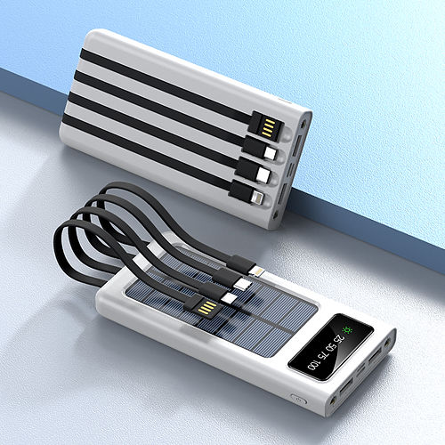 Baterie externa solara 18.000 mAh cu display, Alb