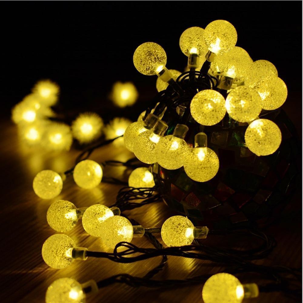Instalatie solara LED 30 globulete, Alb cald