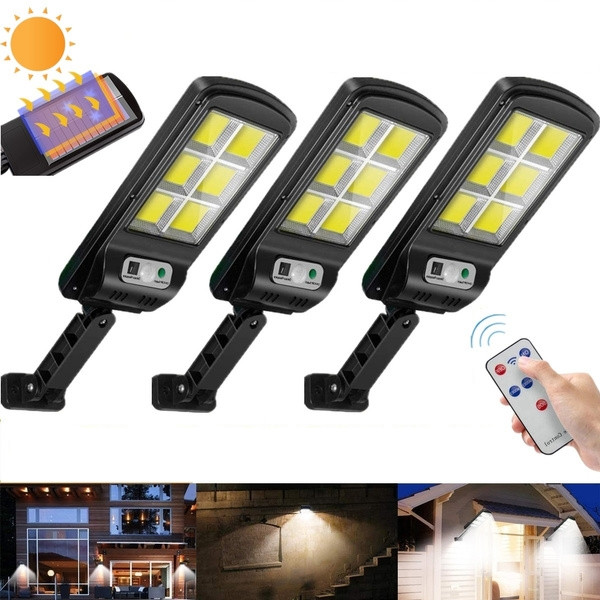 Set 3 x Lampa solara cu 6 celule, LED-uri COB si telecomanda