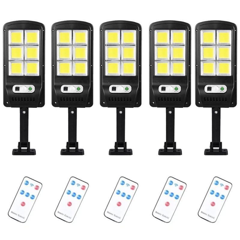 Set 3 x Lampa solara cu 6 celule, LED-uri COB si telecomanda