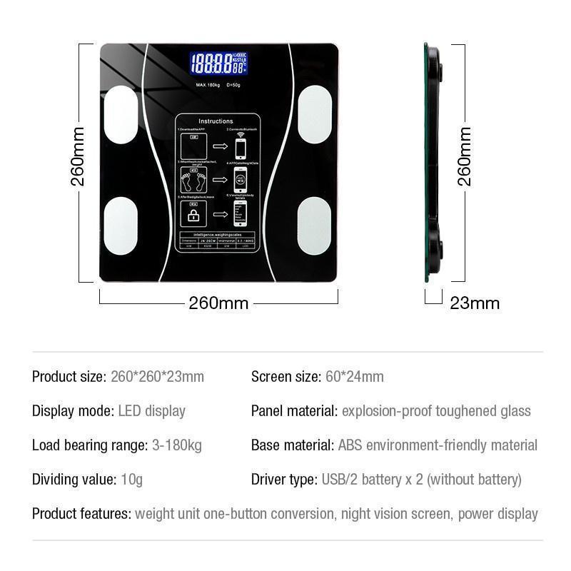 Cantar Bluetooth cu analiza corporala, display LED