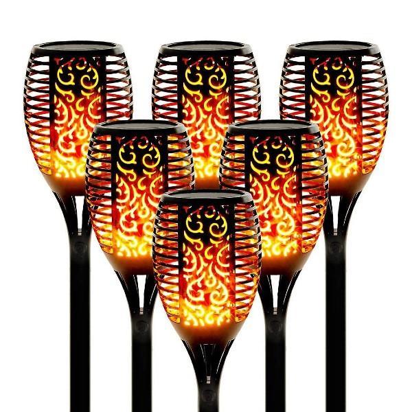 Set 10 x Lampa solara 51 cm, Torta cu efect de flacara