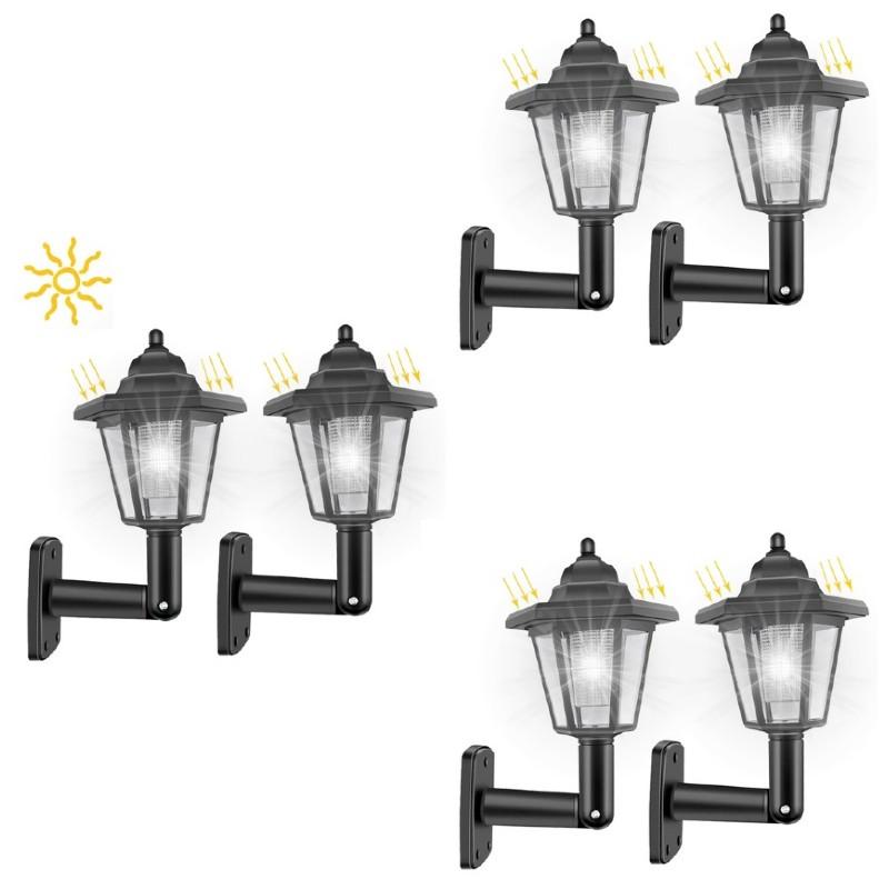 Set 6 x Lampa solara tip felinar, Alb rece