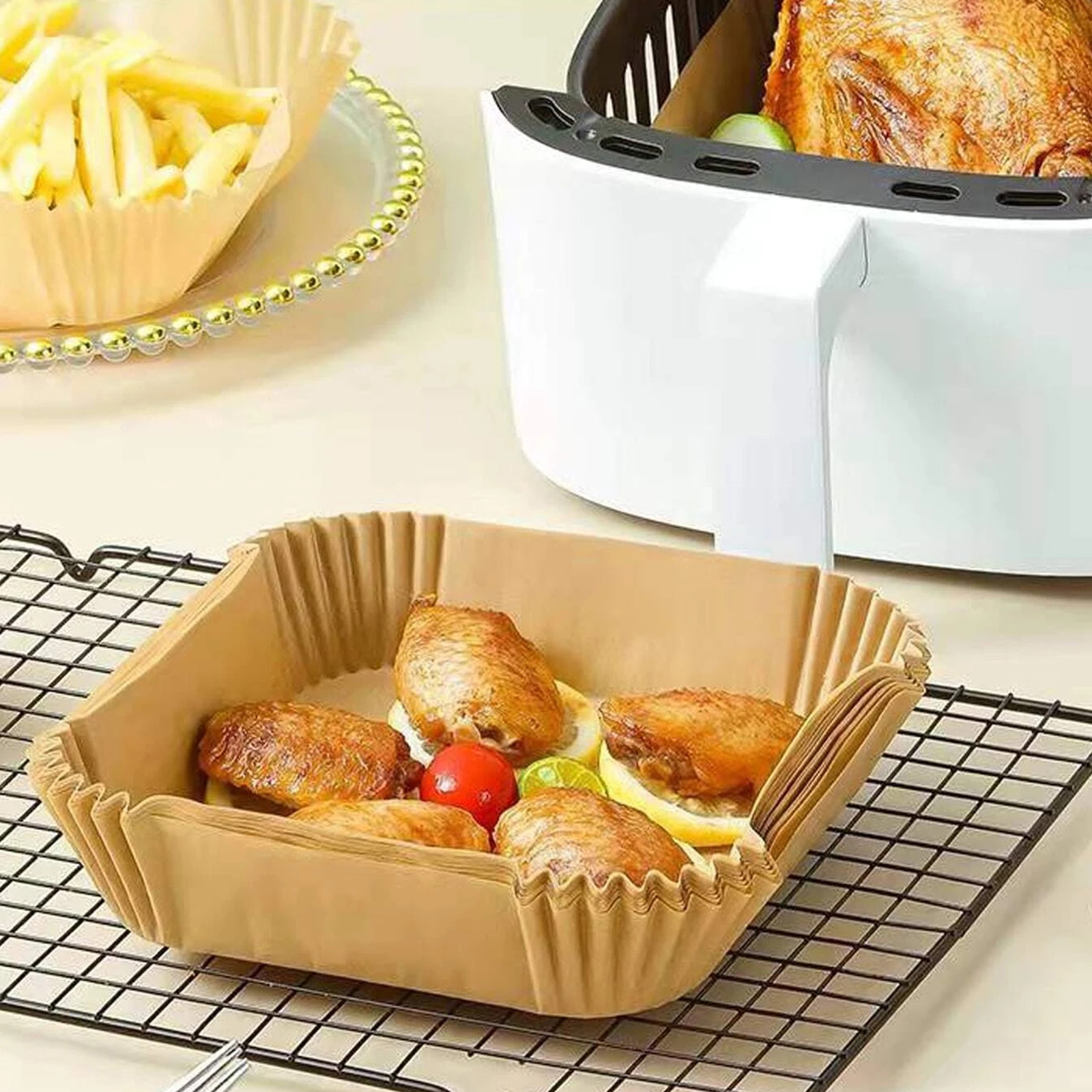 Set 50 hartii de copt pentru friteuza, 16 x 4.5 cm