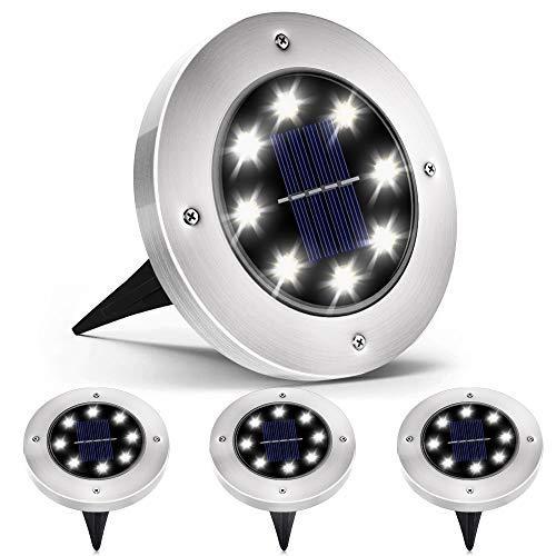 Set 8/12 lampi solare pentru pamant, Silver Disk Lights