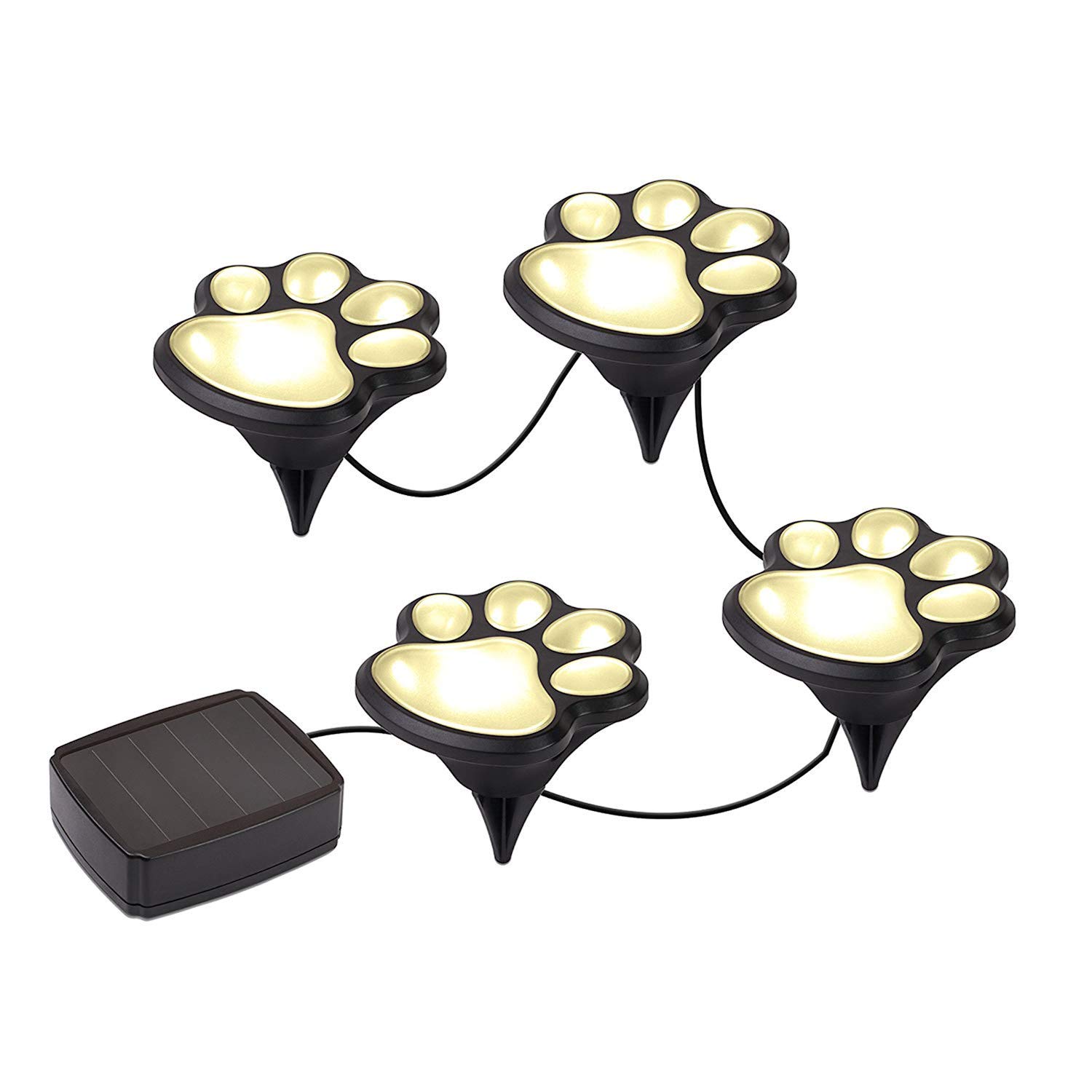 Set 4 lampi solare Paw Print Light