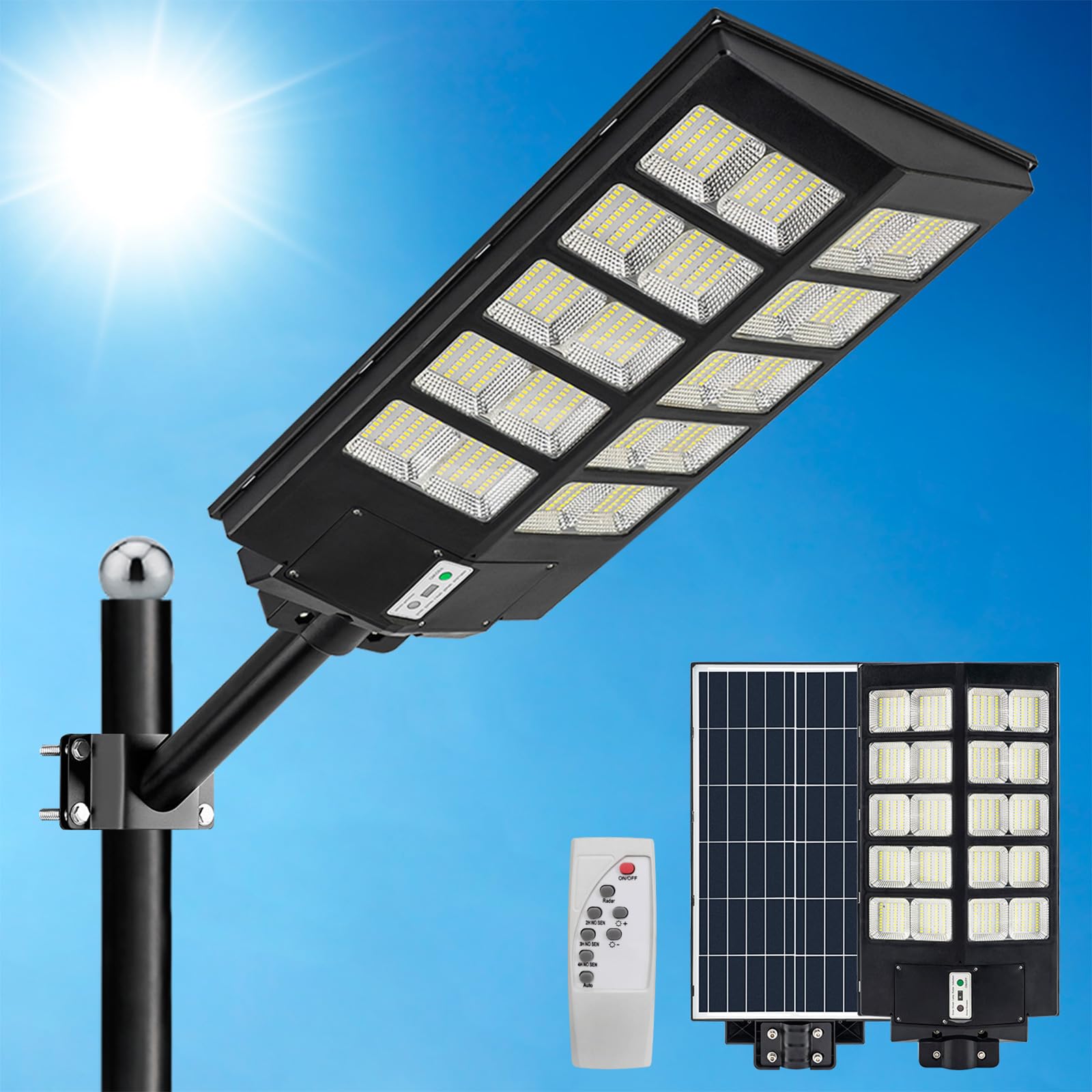 Lampa Solara LED 1000 W, Telecomanda, Suport Metalic