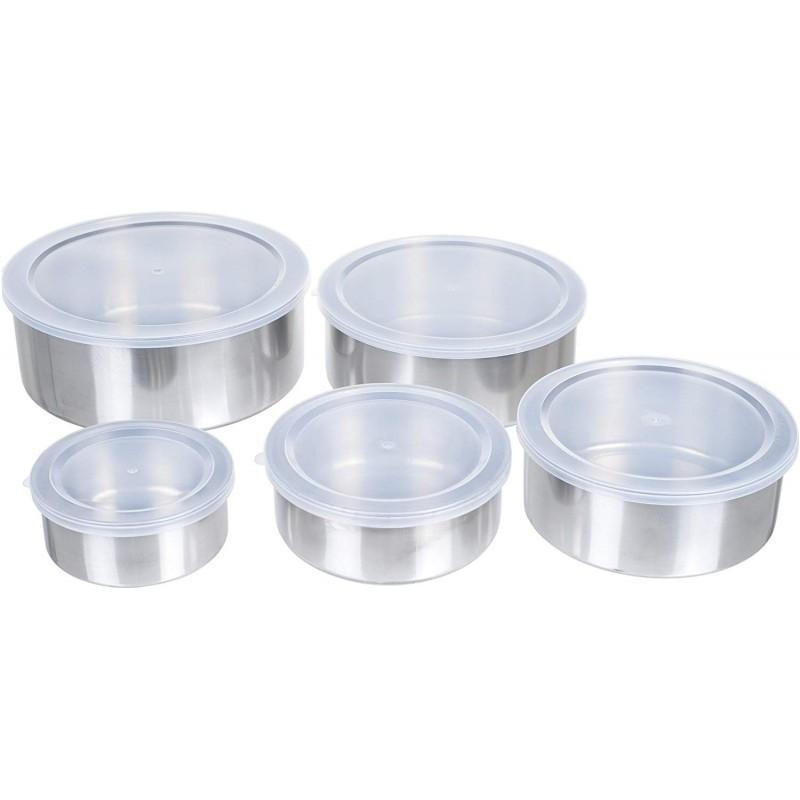 Set 5 caserole metalice cu capace din plastic