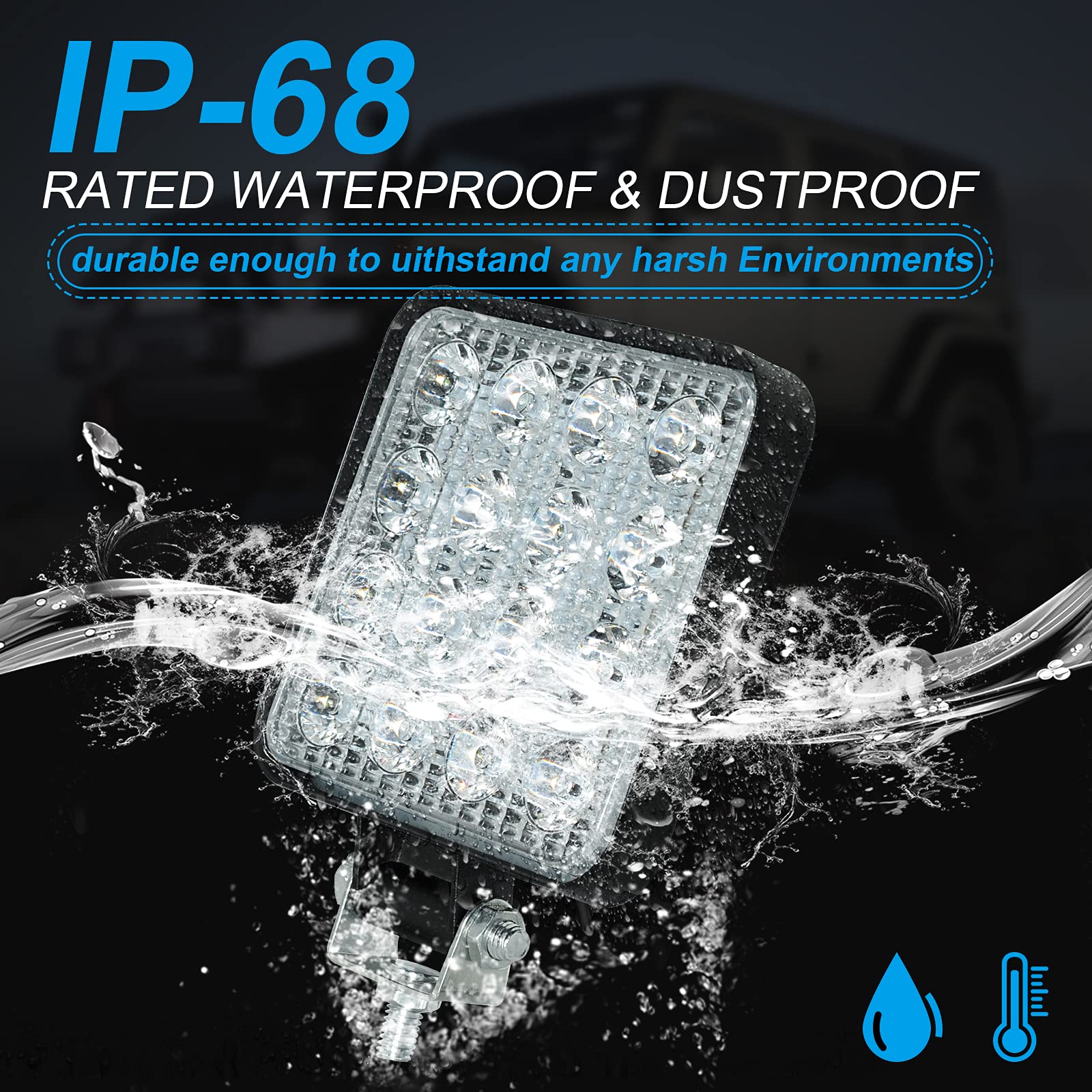 Set 10 proiectoare 16 LED 48W auto OFF-ROAD, IP 67