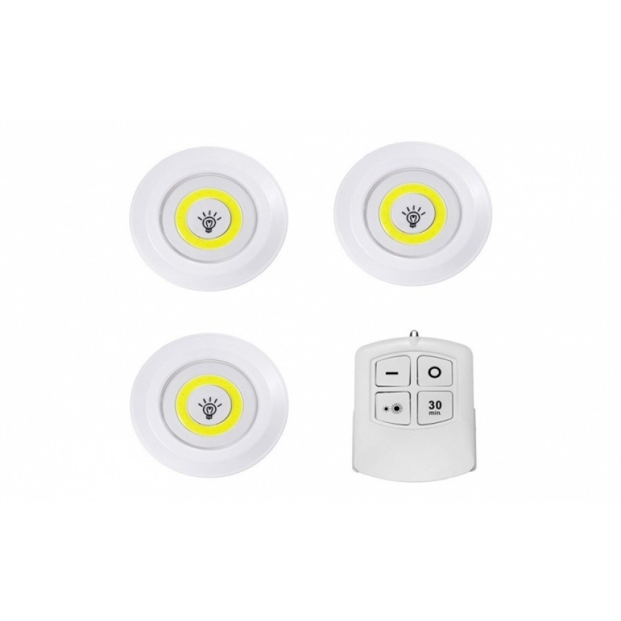 Set 3 lampi LED 3W COB cu telecomanda