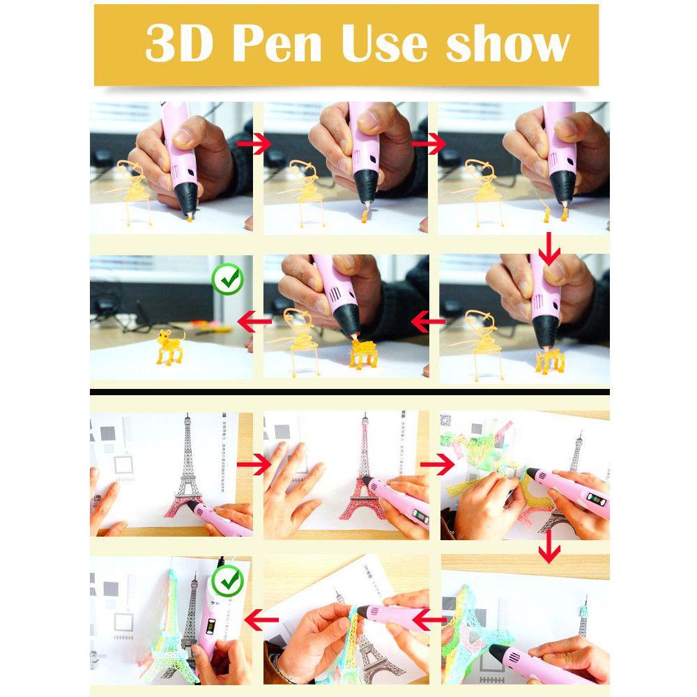 Creion Stilou 3D cu afisaj si filamente pentru desenat in spatiu pentru incepatori