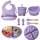 Set hranire bebe 8 piese, termorezistente, silicon, fara BPA