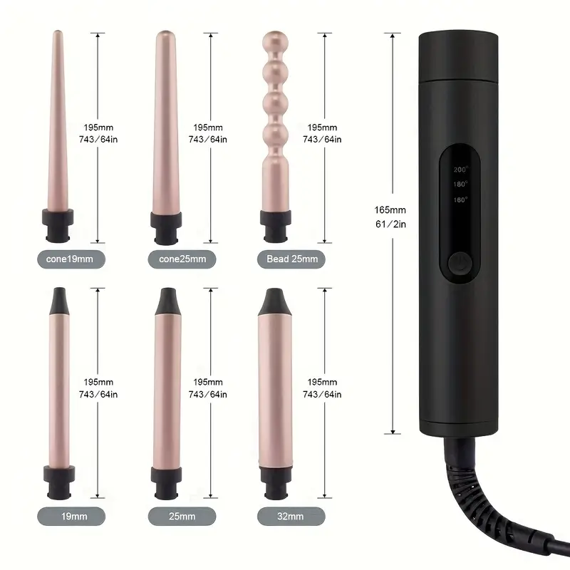 Ondulator de par, 6 in 1, Temperatura automata, 19 mm/25 mm/32 mm