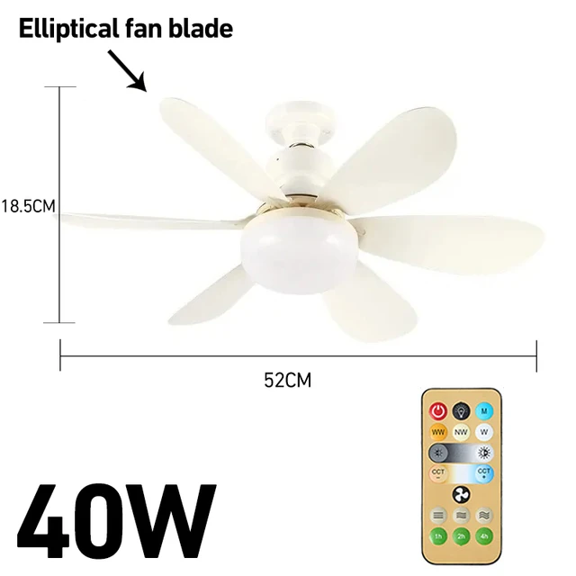 Lampa cu ventilator de tavan, 6 elice