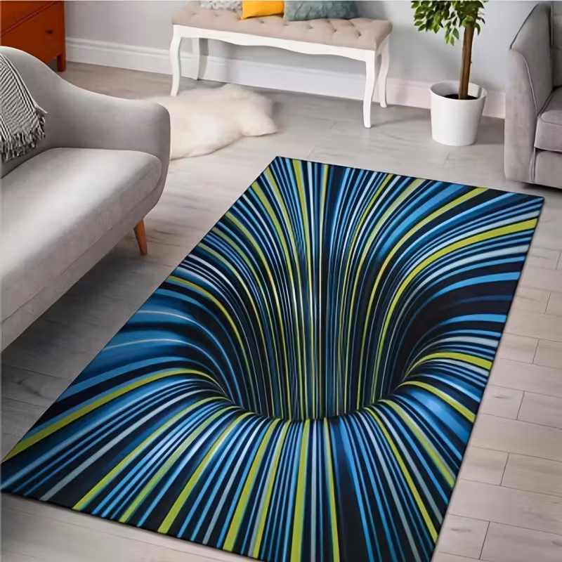 Covor 3D 80 x 120 cm, lavabil, antiderapant, Albastru