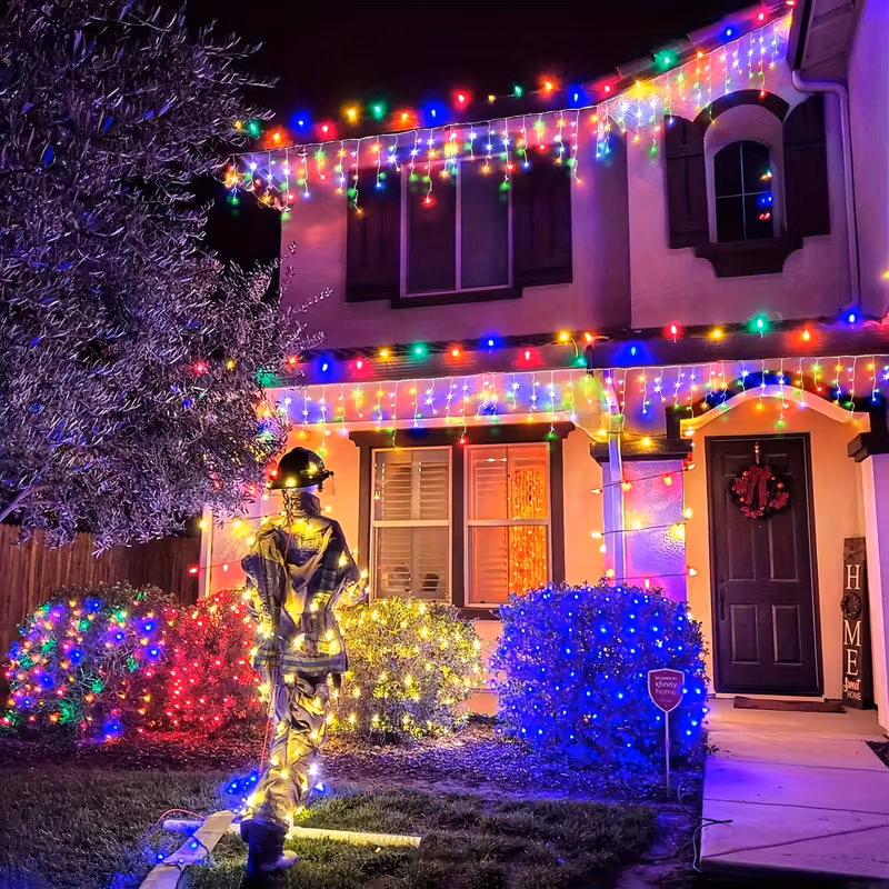 Instalatie franjuri, 500 LED, 20 metri, 8 jocuri de lumini, Multicolor