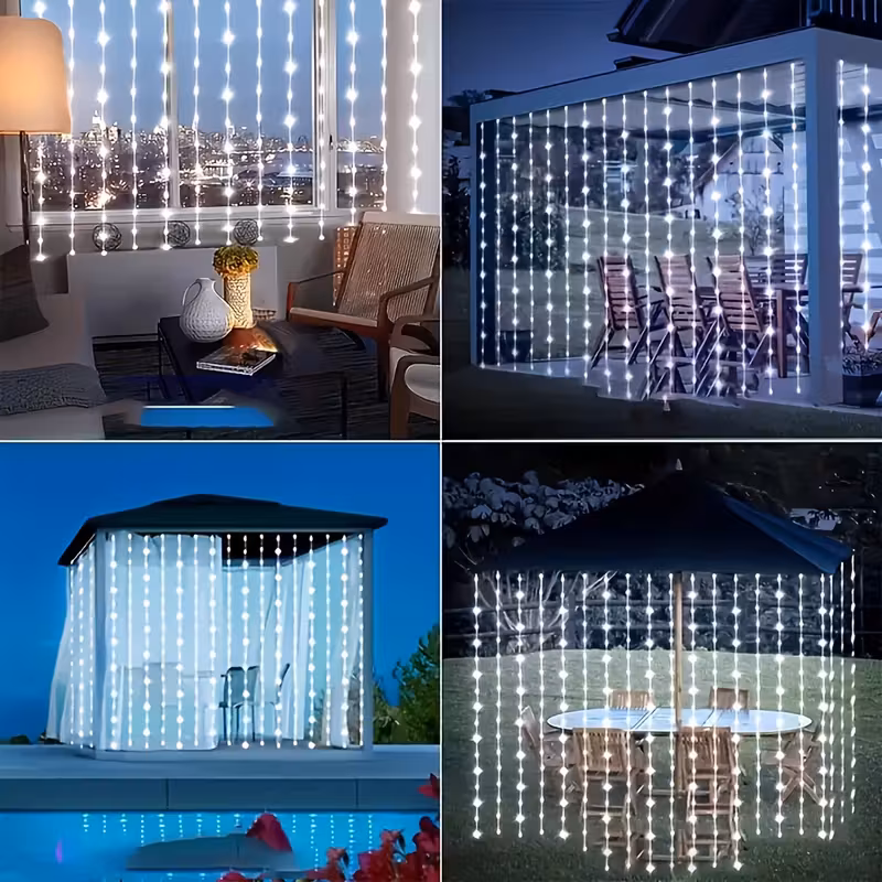 Instalatie perdea interconectabila 9x1 Metri, 360 LED, Alb rece