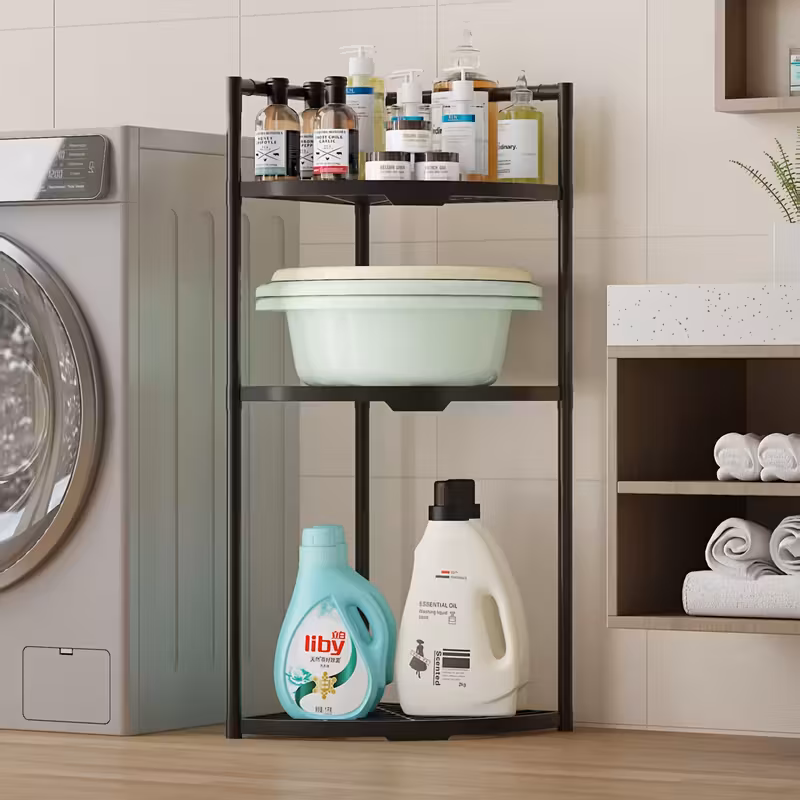 Organizator cu 3 rafturi, Negru, 42 x 30 x 58 cm