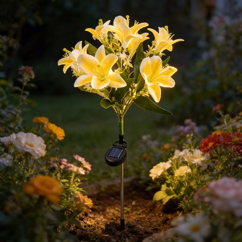 Set 2 x lampa solara 70 cm, 6 crini galbeni