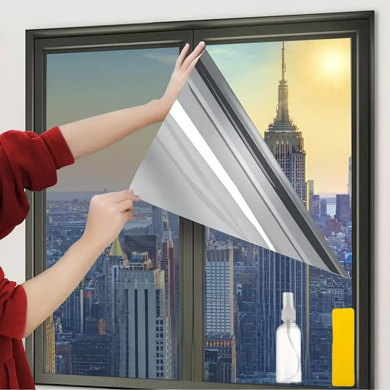 Set 2 x Autocolant geamuri, protectie UV, 45 x 300 cm, Argingtiu