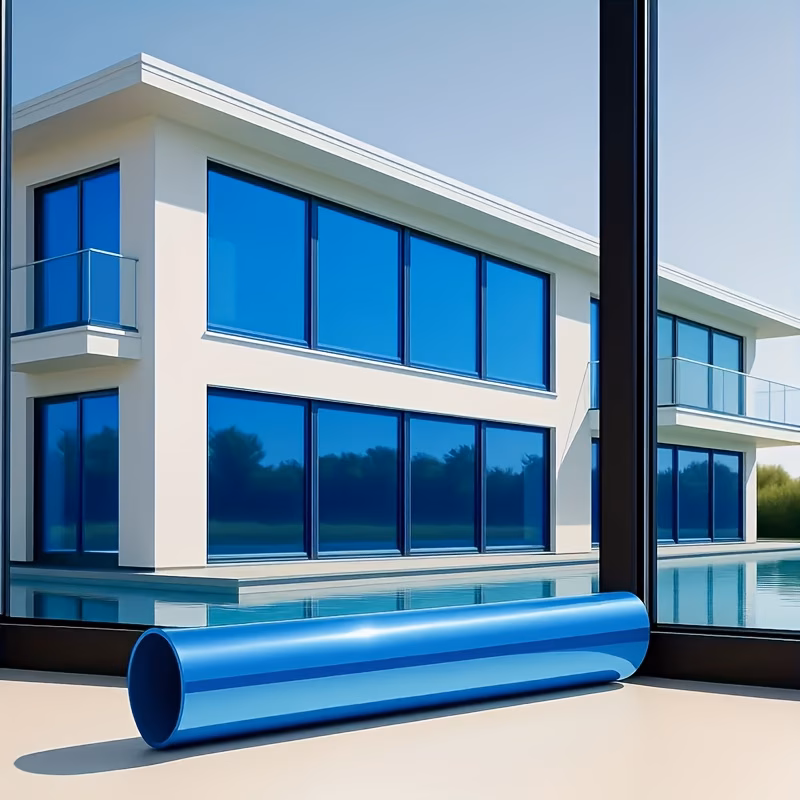 Set 2 x Autocolant geamuri, protectie UV, 45 x 300 cm, Albastru