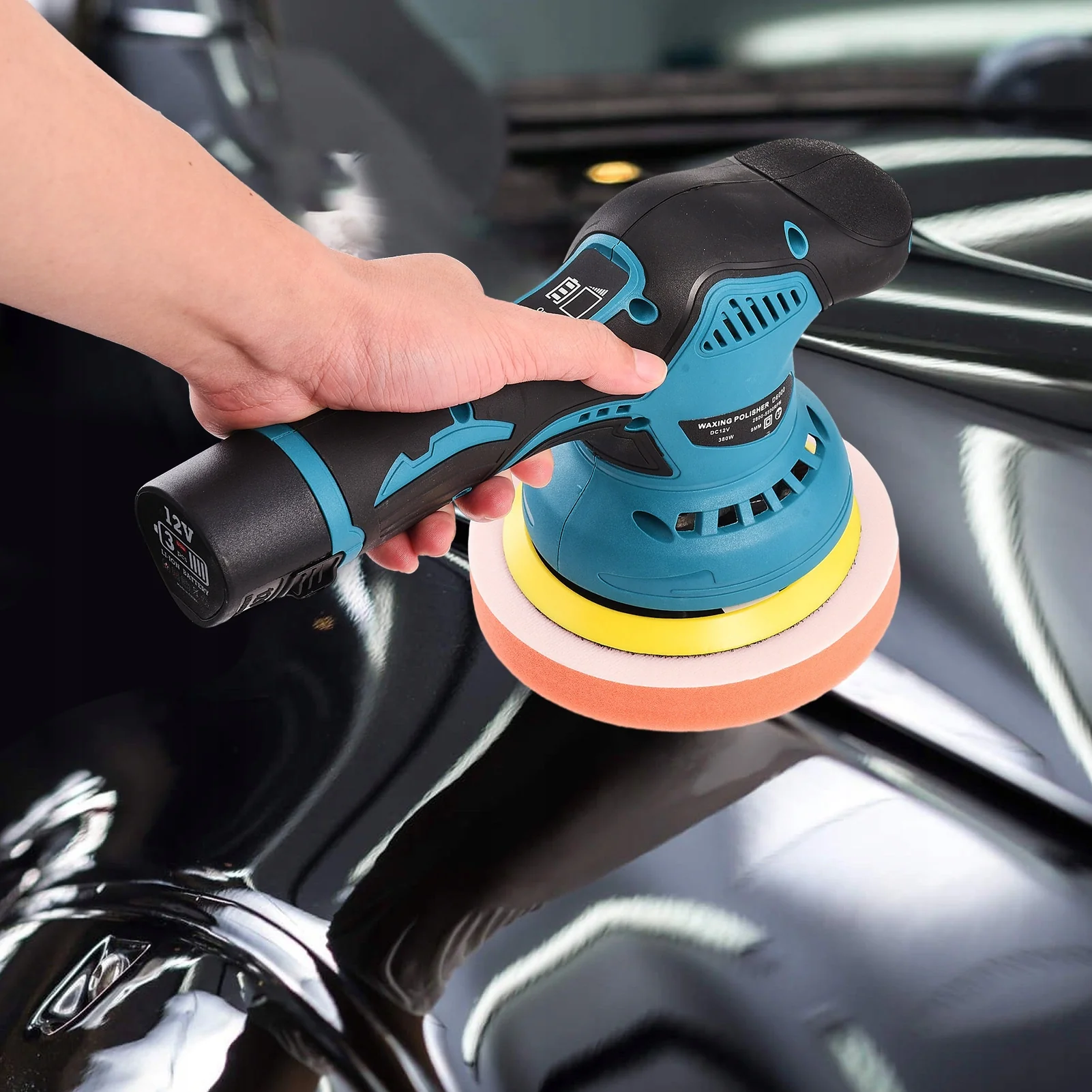 Aparat Polish Auto Profesional cu 2 Acumulatori 12V, 8 Viteze