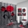 Set baie 4 piese: perdea, covorase si husa de toaleta, Red Rose